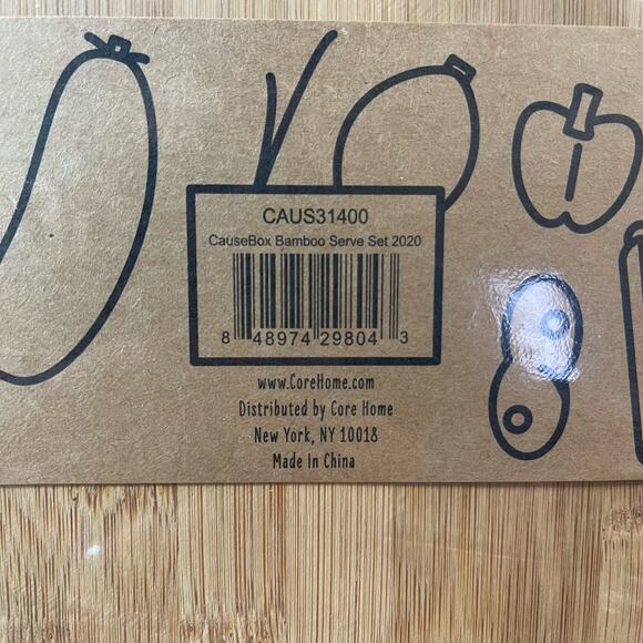 Core Bamboo - Bamboo Serve Set (Charcuterie Board, Spatula and Tongs) New - Picture 3 of 5